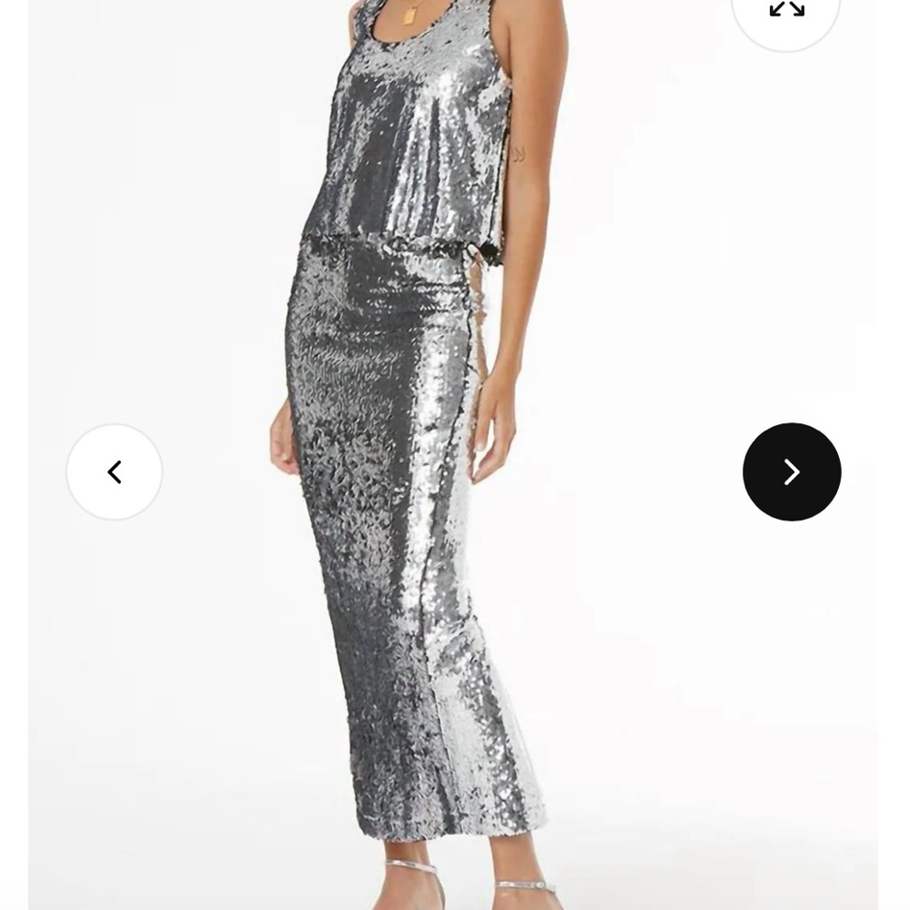 Silver Sequin Maxi Skirt - Women